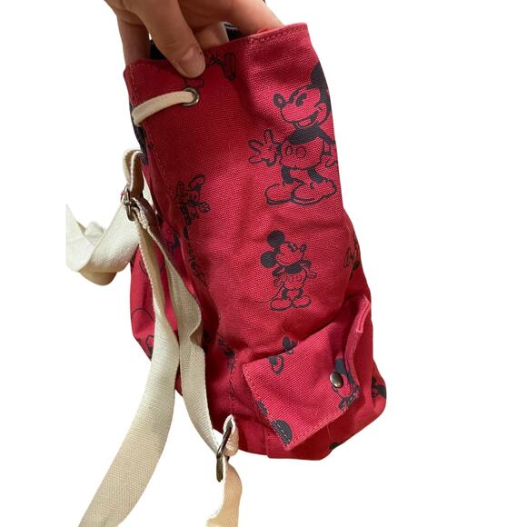 Disney X Junk Food Red‎ Blue Mickey Mouse Canvas Cotton Drawstring Backpack - Picture 5 of 8